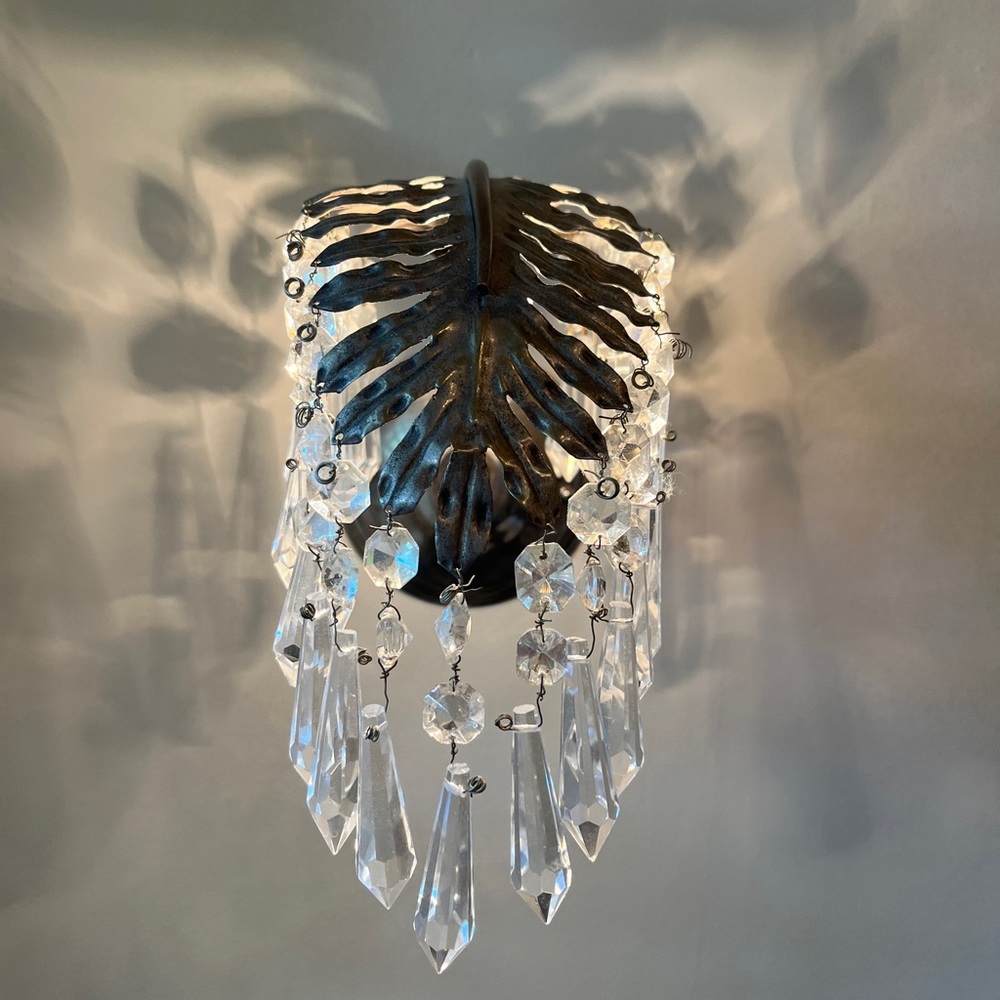 Vintage Palm & Crystal wall sconces that are Elegant & Angelic